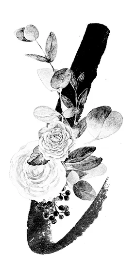 手绘花卉设计艺插树枝浪漫温馨