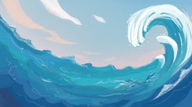 波浪波纹插画卡通背景素材