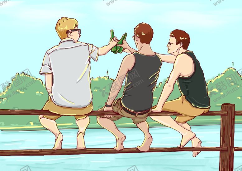 编号：68498009190136272673【酷图网】源文件下载-聚会毕业哥们插画卡通背景素材