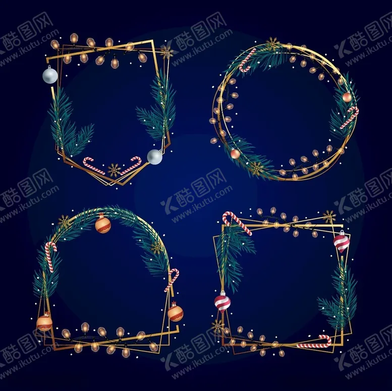 编号：53464406300632367683【酷图网】源文件下载-圣诞花环装饰图案设计