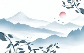 水墨山水背景画沙发墙新中式禅意