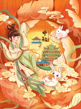 中秋插画宣传创意国风