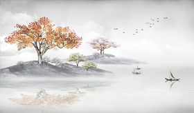 水墨山水背景墙