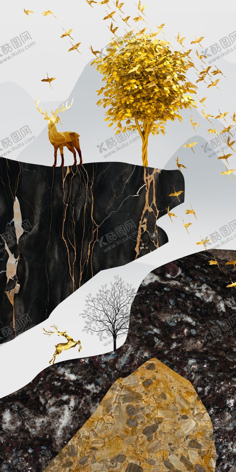 编号：73574009230033153183【酷图网】源文件下载-山水玄关装饰画