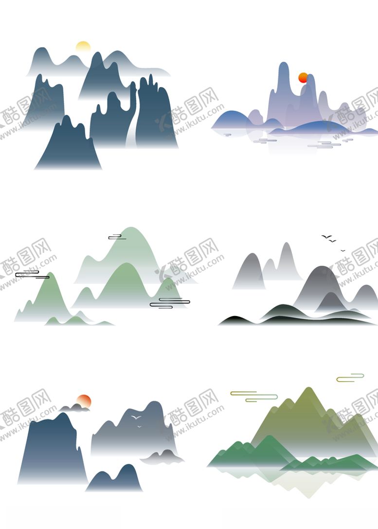 编号：60942610220356221448【酷图网】源文件下载-矢量山水