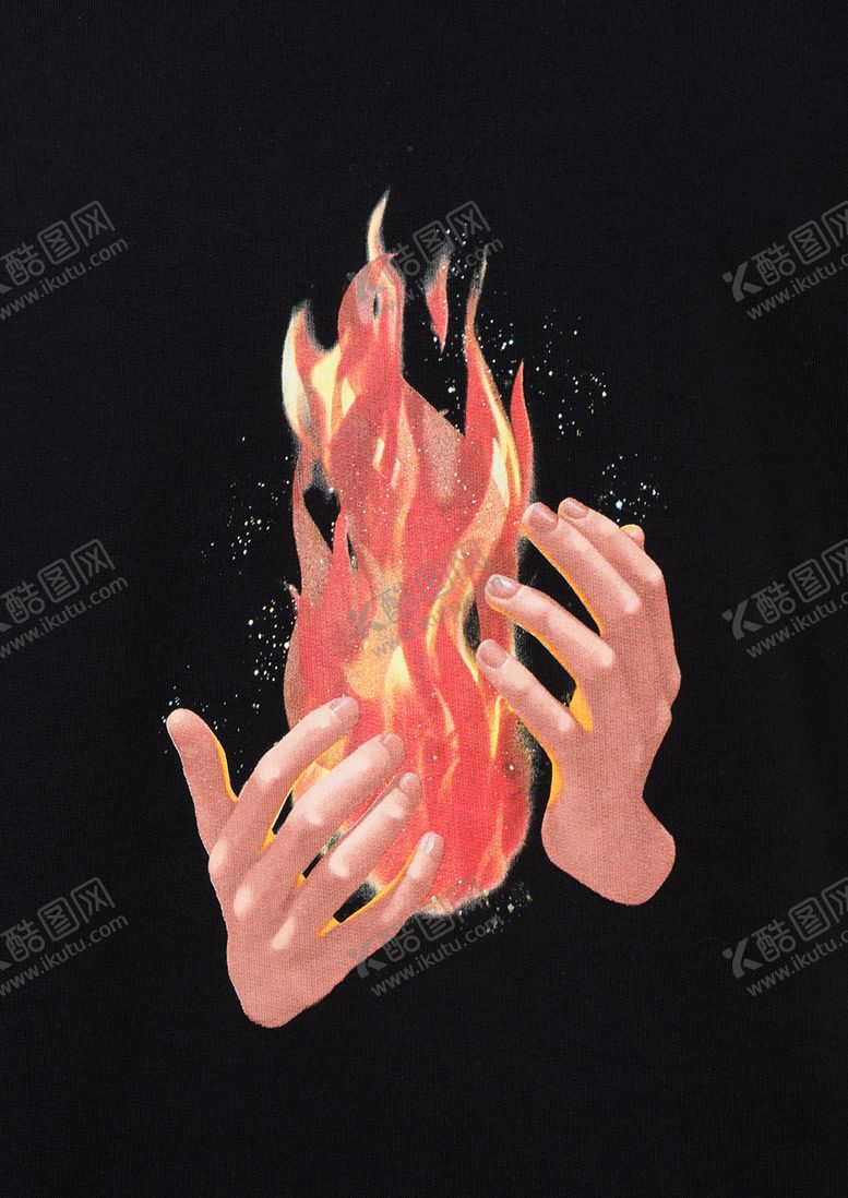 编号：66507607032239339669【酷图网】源文件下载-黑底手掌生火耀焰图案