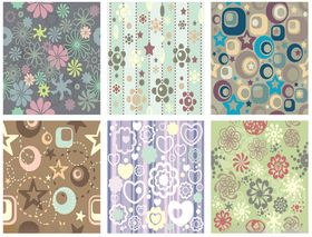 多彩花卉几何图案背景图