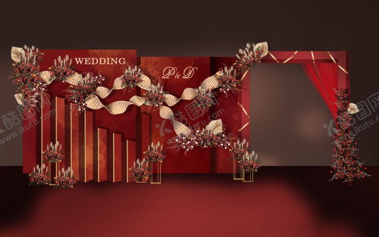 编号：50973809251524272964【酷图网】源文件下载-红色婚礼合影区