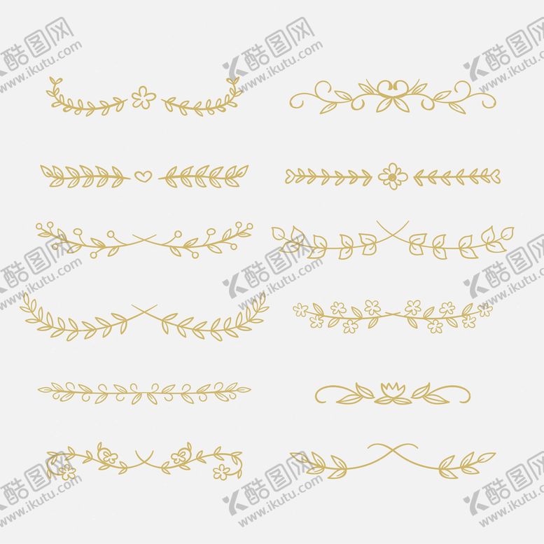 编号：06541309162005117850【酷图网】源文件下载-花卉分割线矢量素材