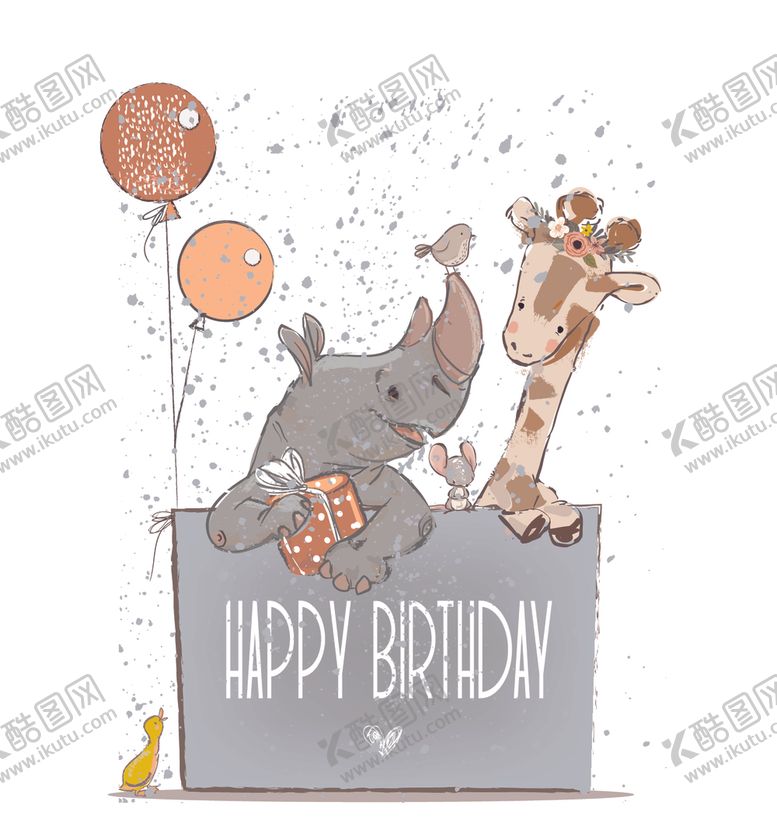 编号：44358810021130067323【酷图网】源文件下载-呆萌动物主题插画