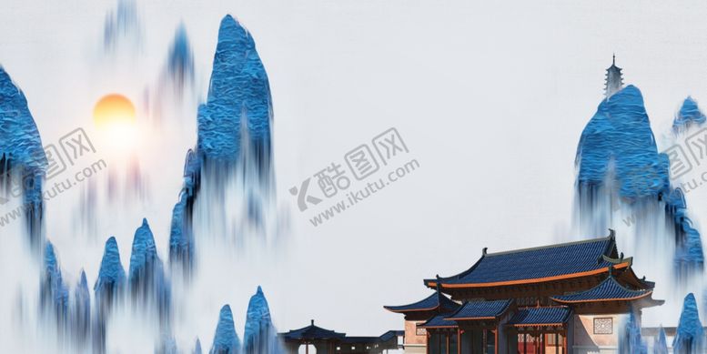 编号：91016010070817291479【酷图网】源文件下载-地产建筑古风国风山水清新背景