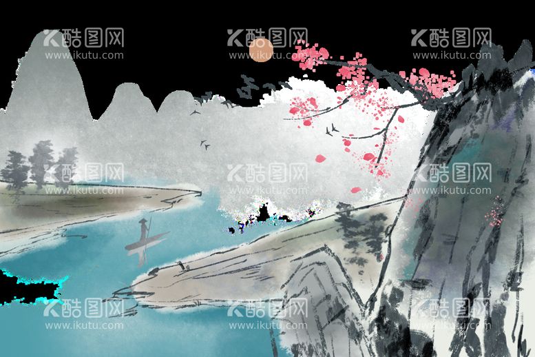 编号：17965209300705441680【酷图网】源文件下载-新中式山水画风景