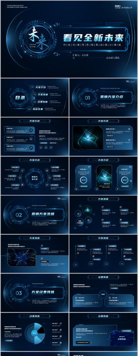 渐变科技风通用营销策划PPT模板