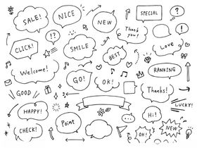 手绘风格对话气泡集合