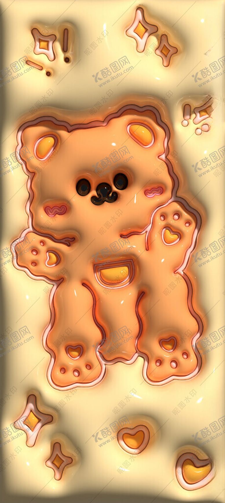 编号：93850802220618566775【酷图网】源文件下载-3D立体熊膨胀风手机壁纸
