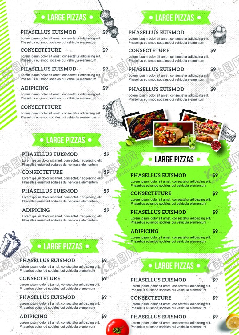 编号：30237409160001101452【酷图网】源文件下载-特色食物菜单背面