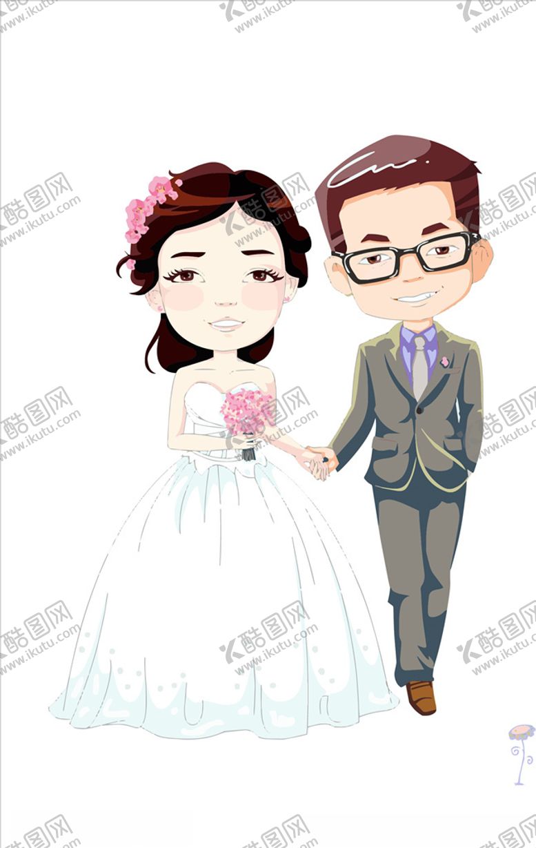 编号：60464205082050578196【酷图网】源文件下载-卡通新郎新娘