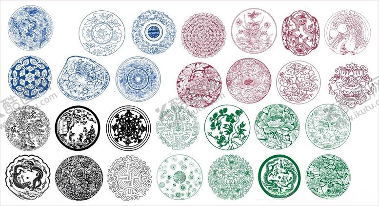 编号：80765411021339546888【酷图网】源文件下载-圆形花边边框传统图案花纹