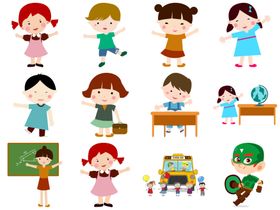 卡通儿童小学生女孩男孩