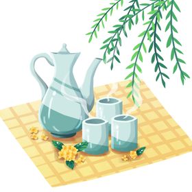 清明节素材果山水人物青团