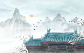 山水国风古风背景海报素材
