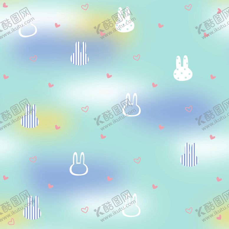 编号：97050112110223275030【酷图网】源文件下载-彩色扎染兔子爱心
