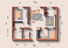 卡通风格房屋平面图