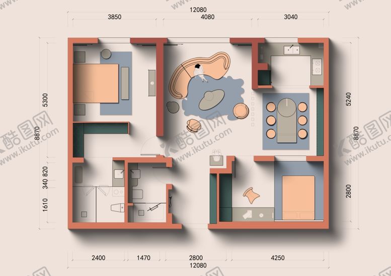 编号：85208604250555258906【酷图网】源文件下载-卡通风格房屋平面图