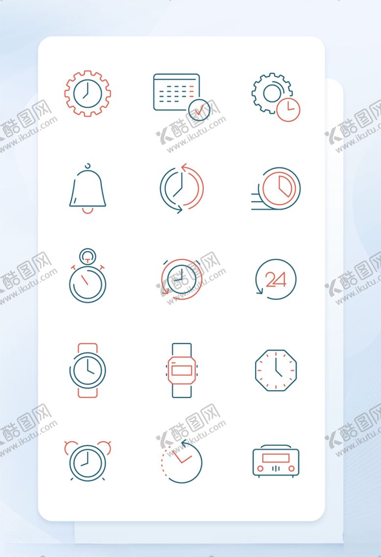 编号：21392306190829448823【酷图网】源文件下载-双色线性时间相关矢量图标