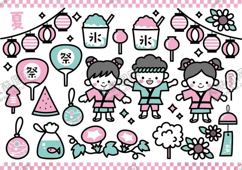 编号：90508909231822403485【酷图网】源文件下载-儿童派对装饰元素插画