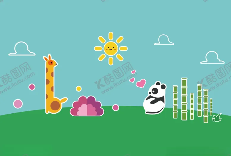 编号：23247709090358415479【酷图网】源文件下载-长颈鹿熊猫矢量插画图片