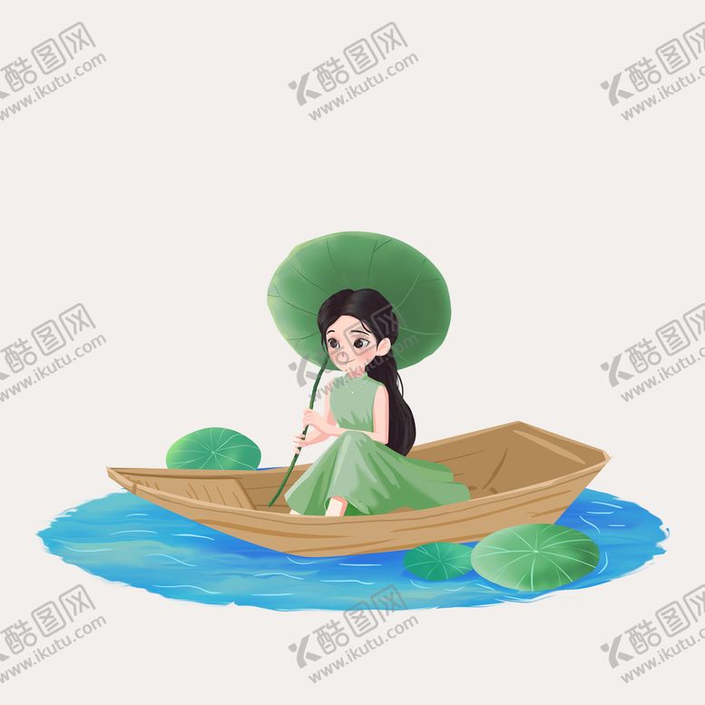 编号：82993710232228349014【酷图网】源文件下载-撑船小姑娘