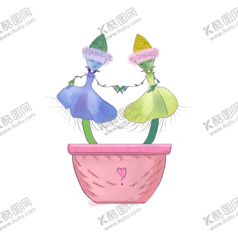 编号：82542610271357103246【酷图网】源文件下载-植物拟人小清新手绘插画