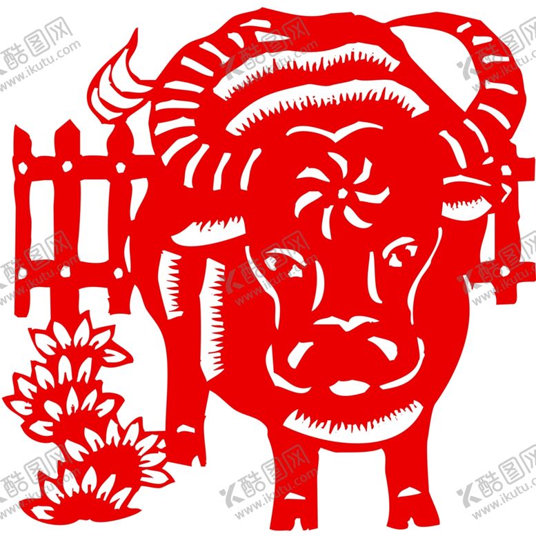 编号：25799709212121095582【酷图网】源文件下载-生肖牛剪纸