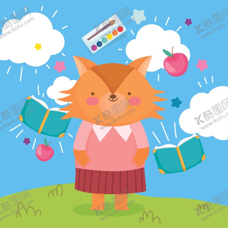 编号：80871409140924465770【酷图网】源文件下载-手绘动物开学