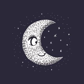 可爱月亮卡通绘画儿童插画