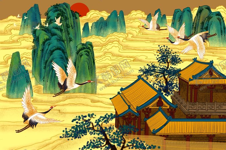 编号：59642907050053535457【酷图网】源文件下载-仙鹤山楼阁
