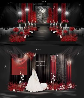 红色暗黑玫瑰婚礼活动美陈