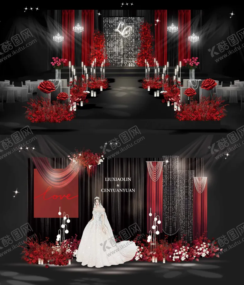 编号：84872111061336016145【酷图网】源文件下载-红色暗黑玫瑰婚礼活动美陈