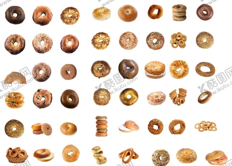 编号：16565804051343097630【酷图网】源文件下载-多样精美面包甜甜圈展示