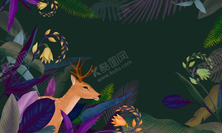 编号：85496704301935235750【酷图网】源文件下载-森系与鹿共赏森林