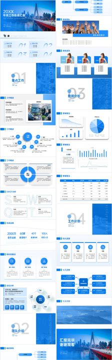 蓝色商务年终总结汇报PPT