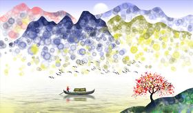 水墨山水背景墙