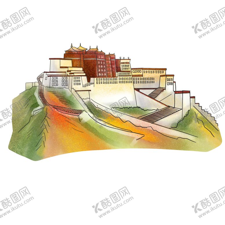 编号：32920102190532384673【酷图网】源文件下载-布达拉宫插画国潮中古风