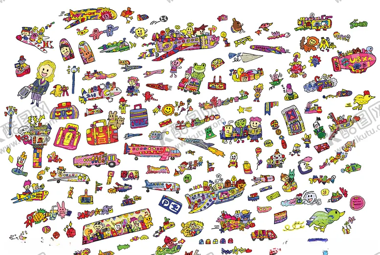 编号：58332409270628253230【酷图网】源文件下载-创意卡通可爱活泼旅游元素