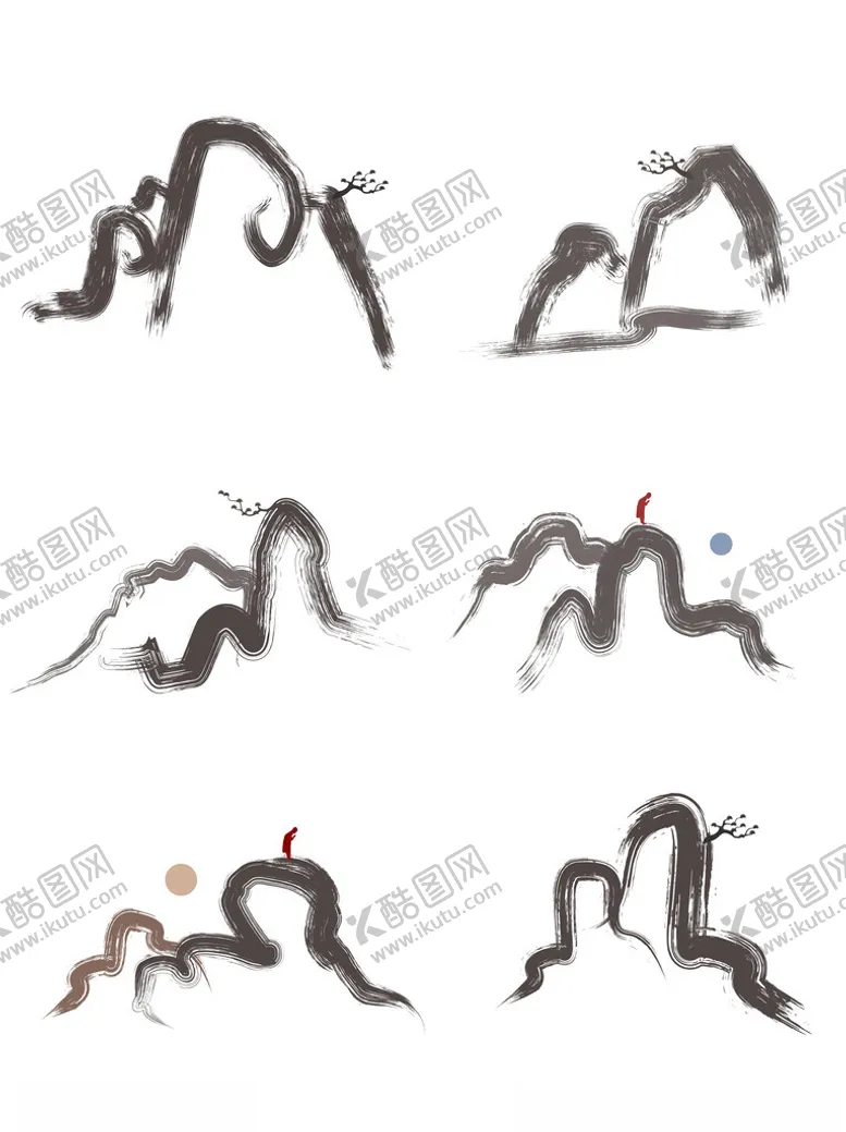 编号：47910601270706272754【酷图网】源文件下载-水墨山笔触山禅意简约黑色中国风