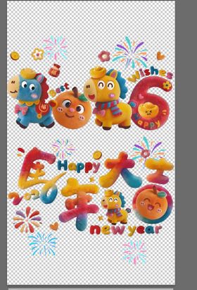 毛绒新年帖玻璃贴纸