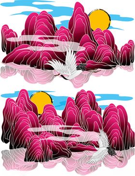 梦幻粉紫山水风景图