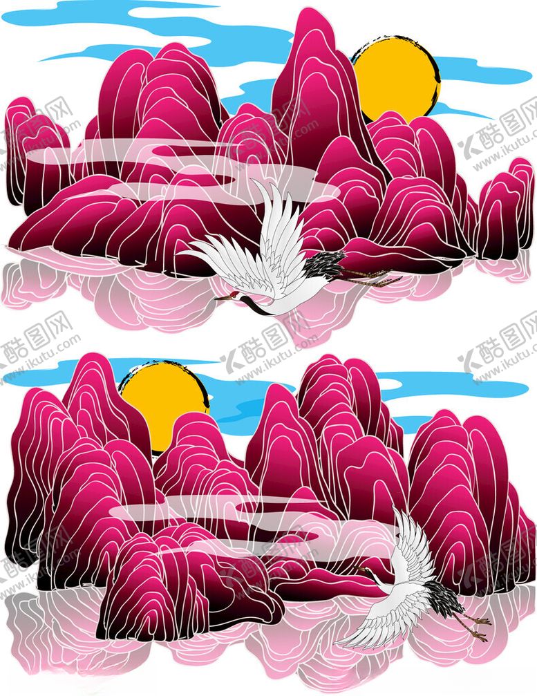 编号：87575212192012317844【酷图网】源文件下载-梦幻粉紫山水风景图