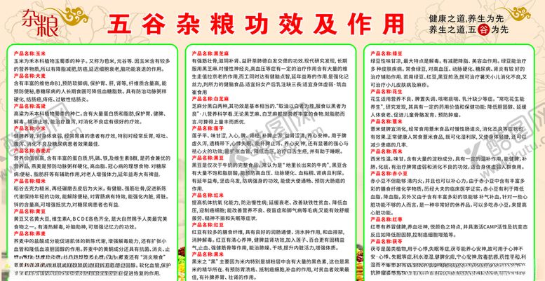 编号：93178809302341268498【酷图网】源文件下载-五谷杂粮功效及作用